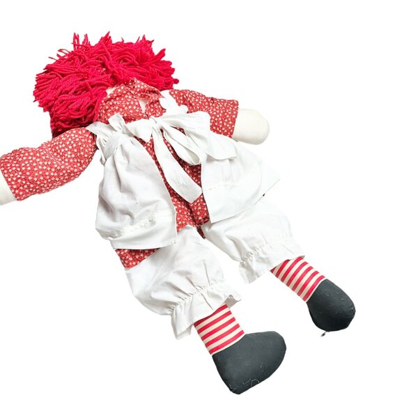 Handmade 1960s Raggedy Ann Andy Dolls Red Yarn Hair Cloth Bodies Classic 34x19 - Picture 7 of 16